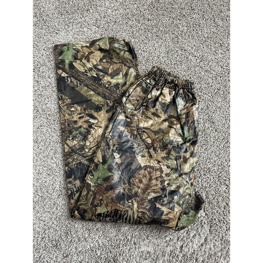 Vintage  Waterproof Pants Fishing‎ Hiking Camping Size Large Camo Pants Rubber